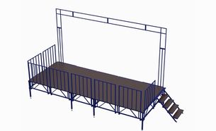 Изображение для товара Сборно-разборный подиум (сцена) с рамой под баннер ПД-8