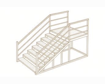 Изображение для товара Лестница металлическая с перилами (5 ступеней, перфорированный лист, с площадкой)