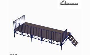 Изображение для товара Сборно-разборный подиум (сцена) с лестницей и ограждением ПД-5